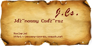 Jánossy Csörsz névjegykártya